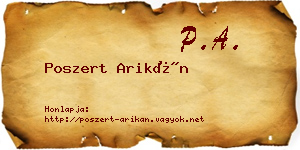 Poszert Arikán névjegykártya